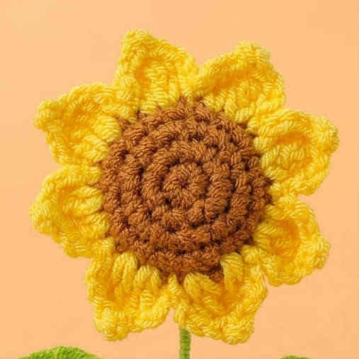 Handmade mini crochet sunflower in decorative pot